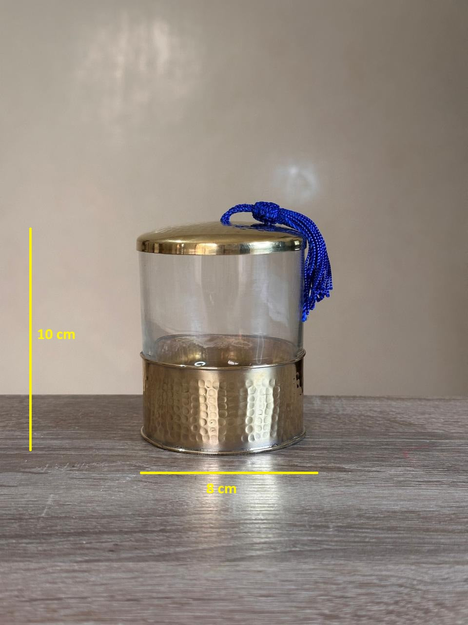 Glass Storage Jar with Hammered Brass Lid – Gold