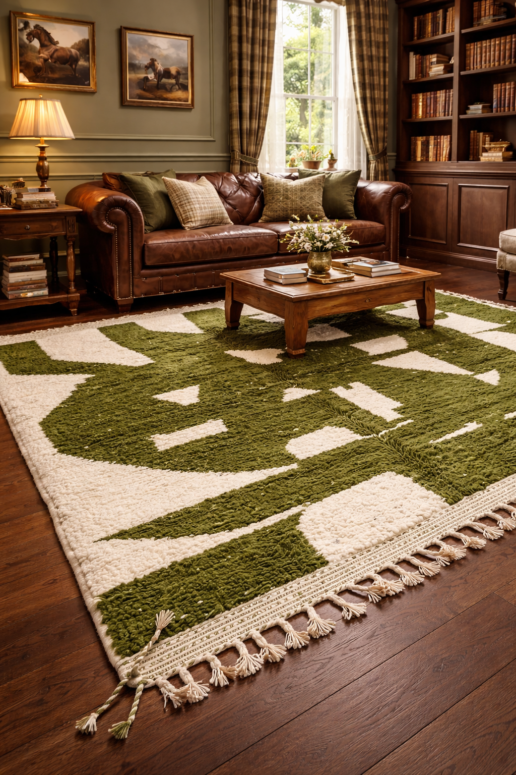 Berber Thick Wool Rug – Abstract Olive