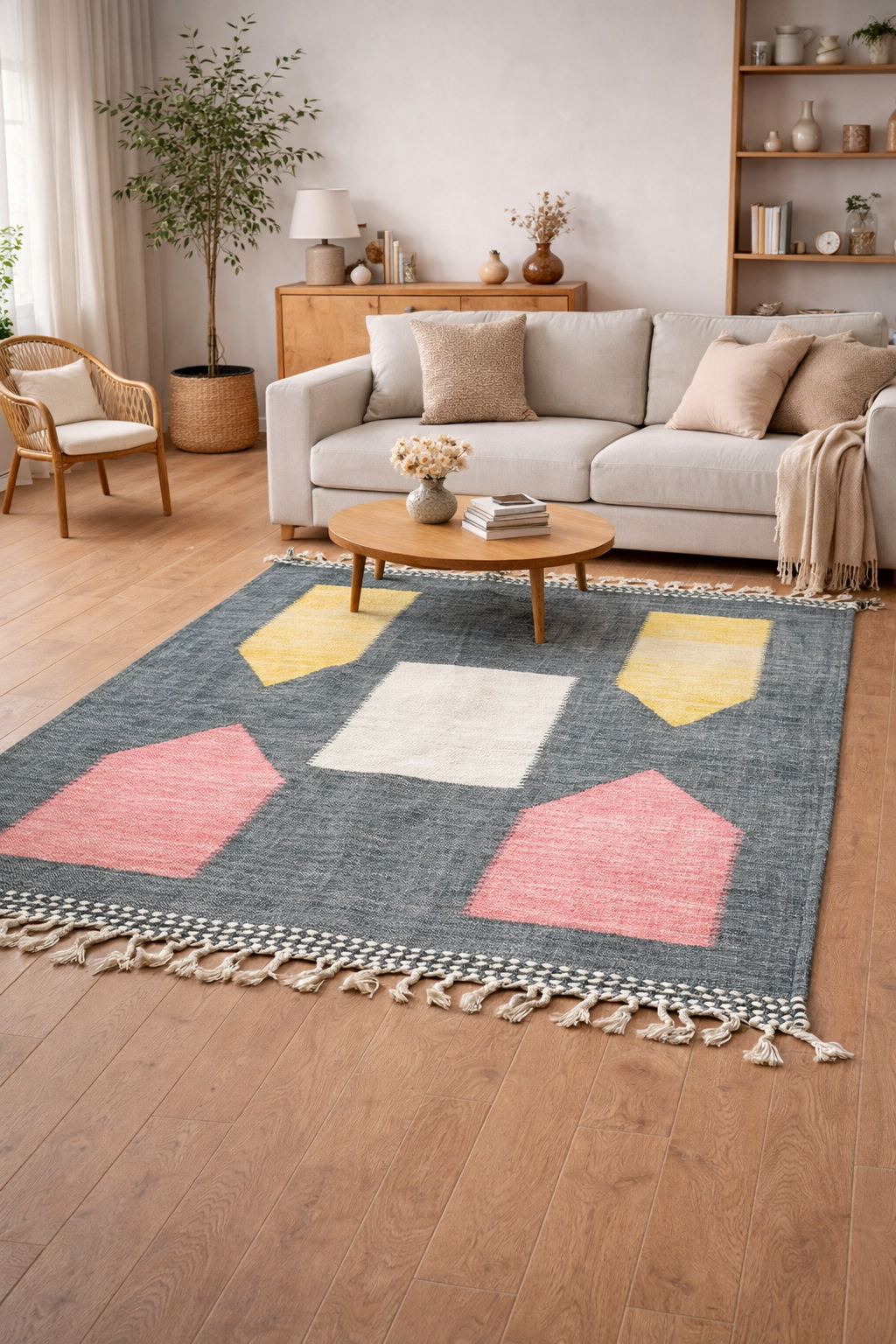 Berber Fine Wool Rug – Soft Contrast Shapes