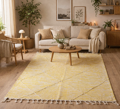 Berber Fine Wool Rug – Golden Diamond Light