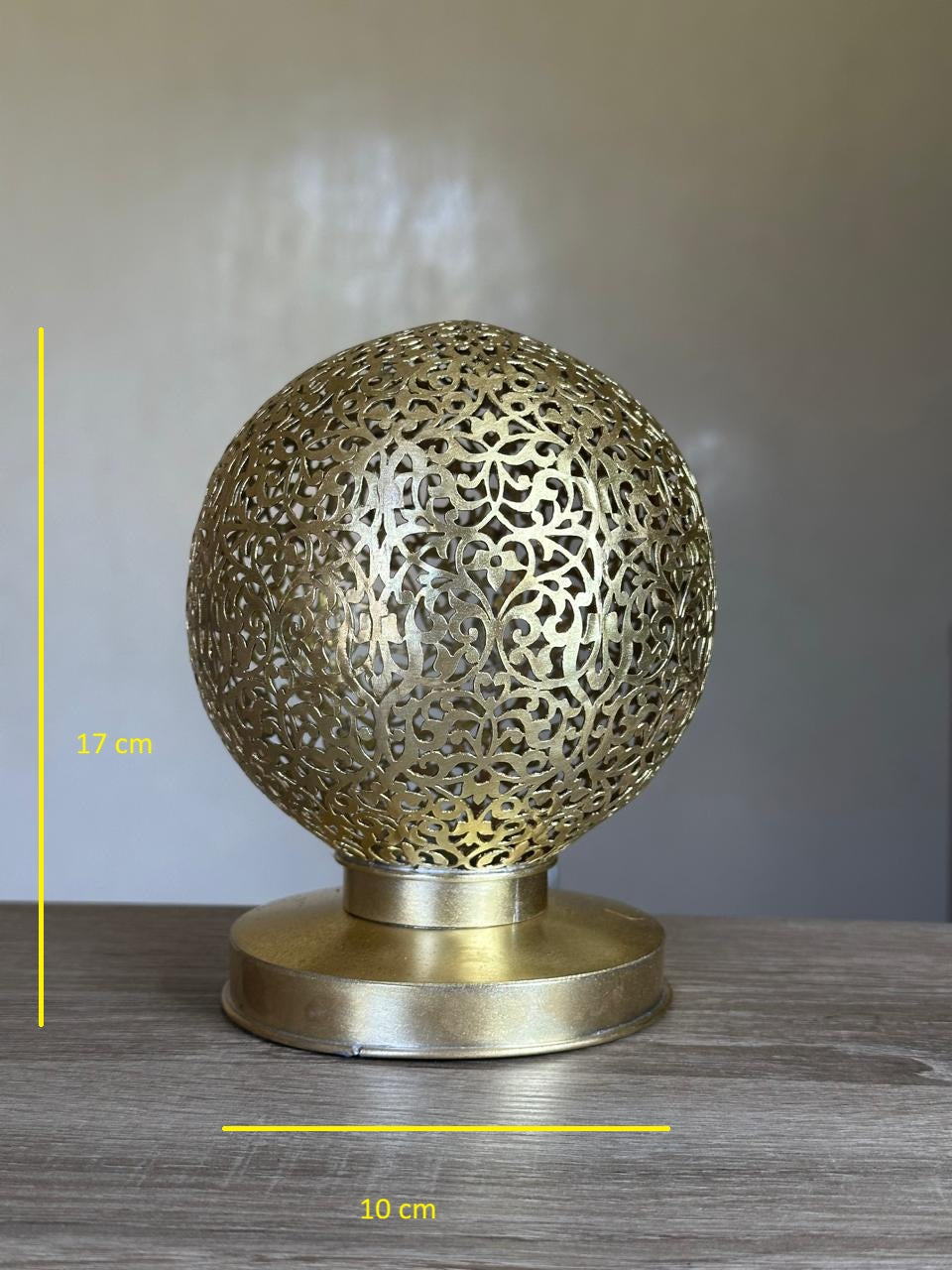 Handcrafted Brass Candle Holder with Round Shape and Arabesque Cutouts