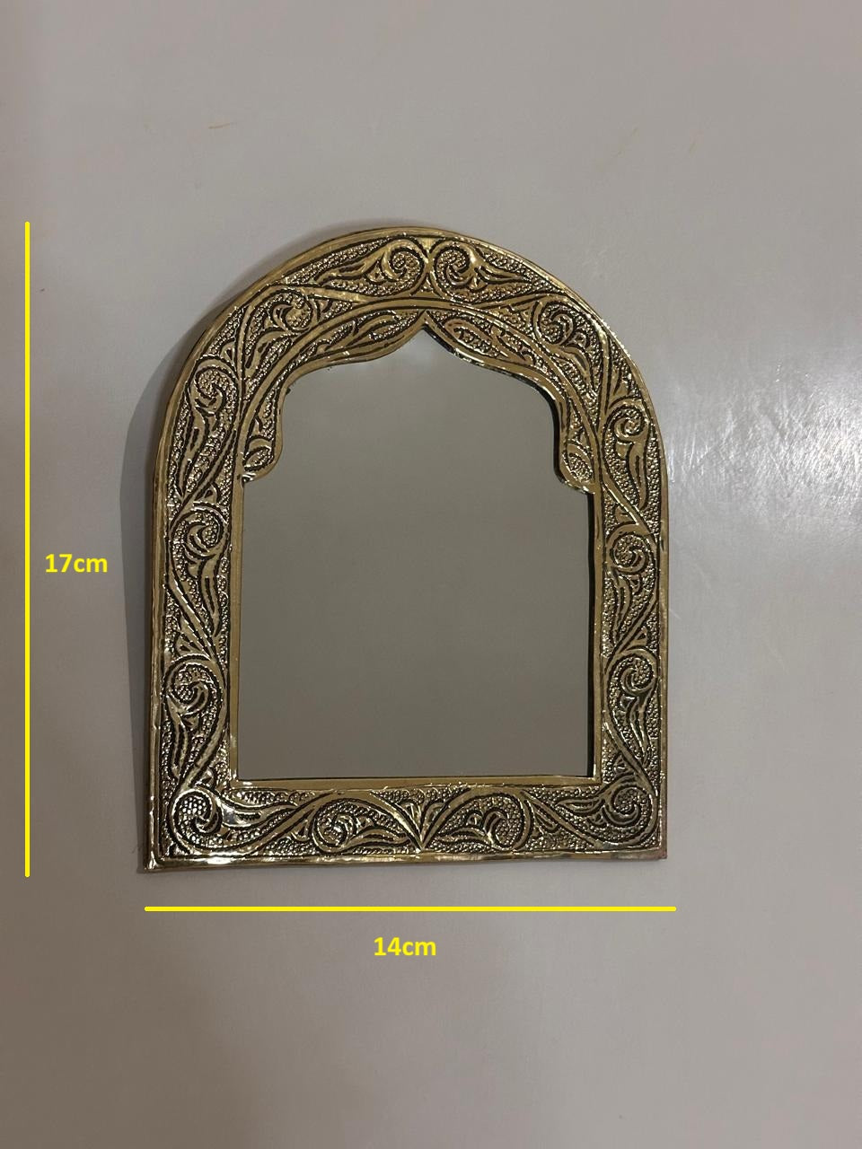 Handmade Engraved Brass Arch Mirror