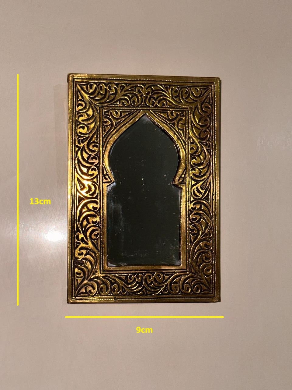 Handmade Engraved Brass Mini Wall Mirror