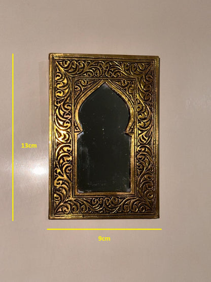 Handmade Engraved Brass Mini Wall Mirror