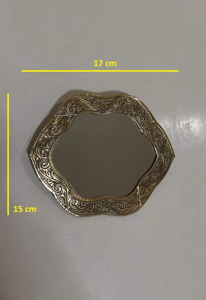 Handmade Engraved Brass Flower Wall Mirror