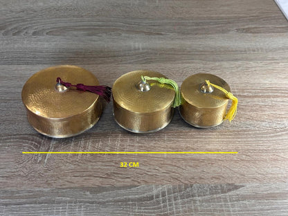Handcrafted Hammered Brass Decorative Boxes with Lids – Set of 3