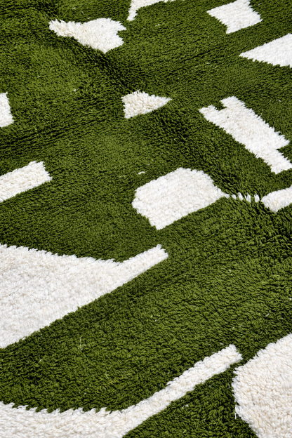 Berber Thick Wool Rug – Abstract Olive
