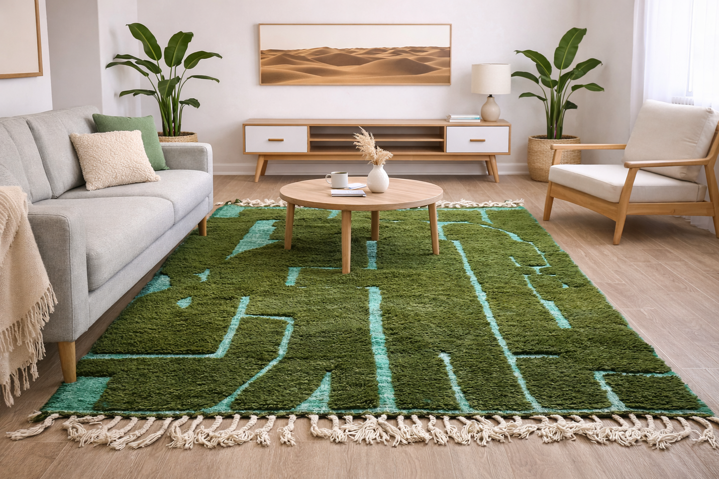 Berber Thick Wool Rug – Abstract Forest