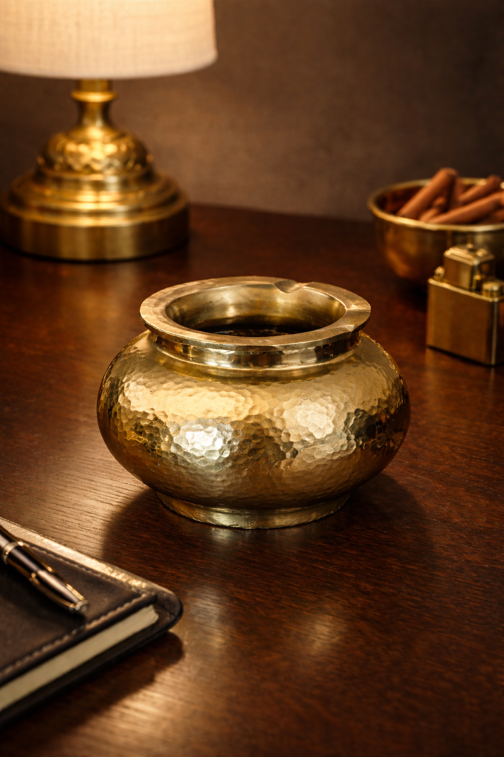Small Handmade Hammered Brass Ashtray