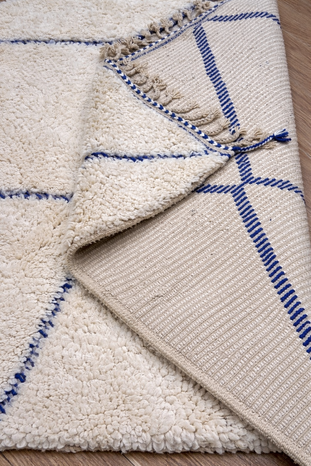 Berber Thick Wool Rug – Blue Diamond