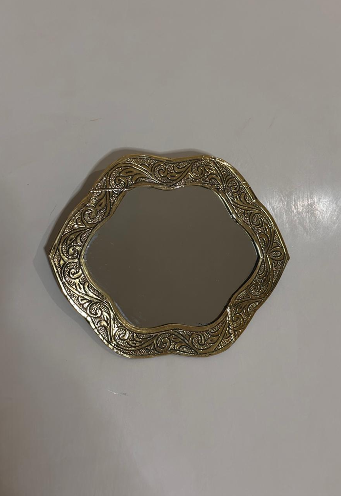 Handmade Engraved Brass Flower Wall Mirror