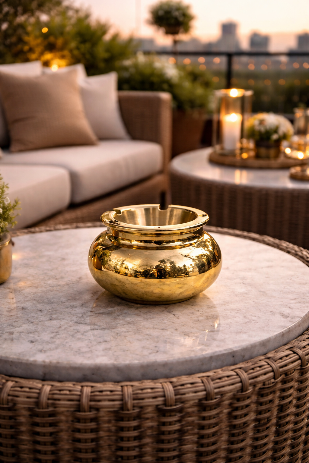 Large Handmade Brass Ashtray with a polished finish