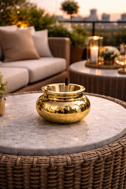Large Handmade Brass Ashtray with a polished finish