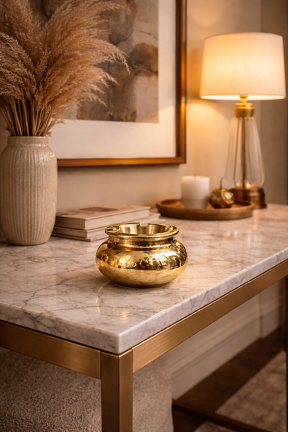 small Handmade Brass Ashtray with a polished finish