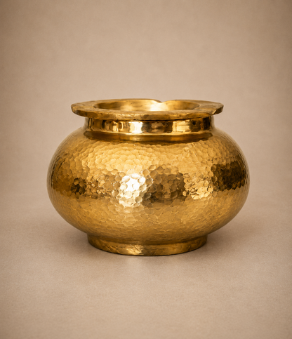 Large Handmade Hammered Brass Ashtray