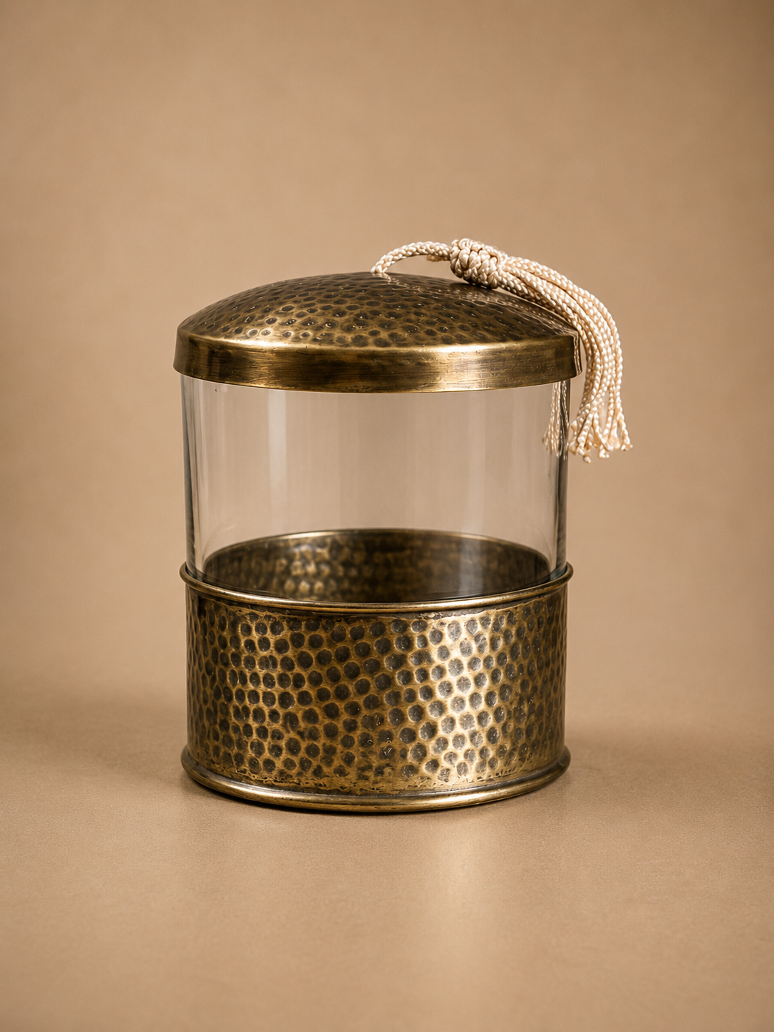 Glass Storage Jar with Hammered Brass Lid – Bronze