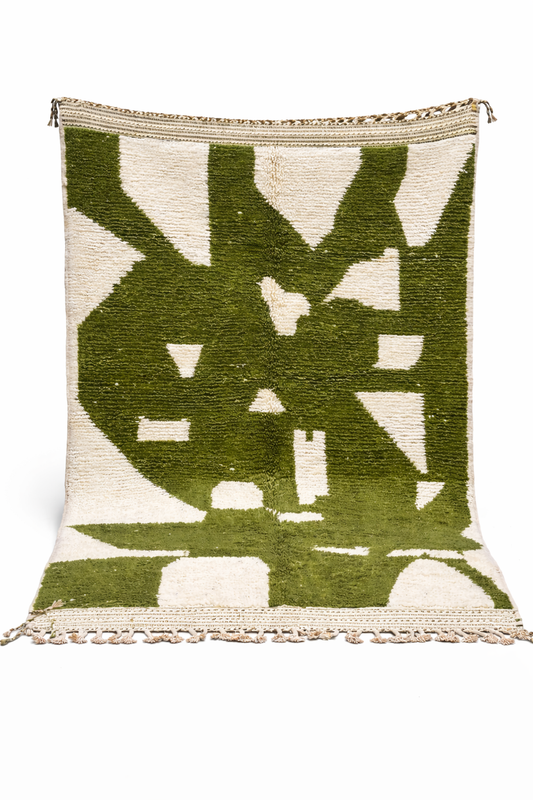 Berber Thick Wool Rug – Abstract Olive