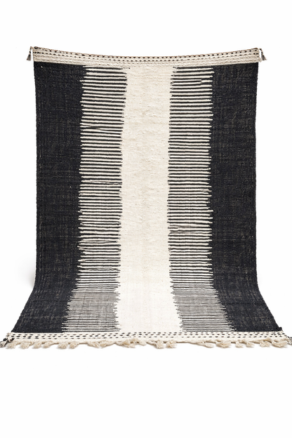 Berber Fine Wool Rug – Contrast Stripes