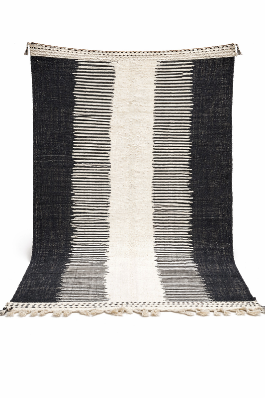 Berber Fine Wool Rug – Contrast Stripes