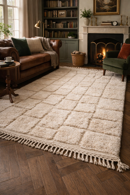 Berber Thick Wool Rug – Structured Lines