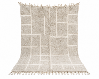 Berber Thick Wool Rug – Soft Grid Ivory