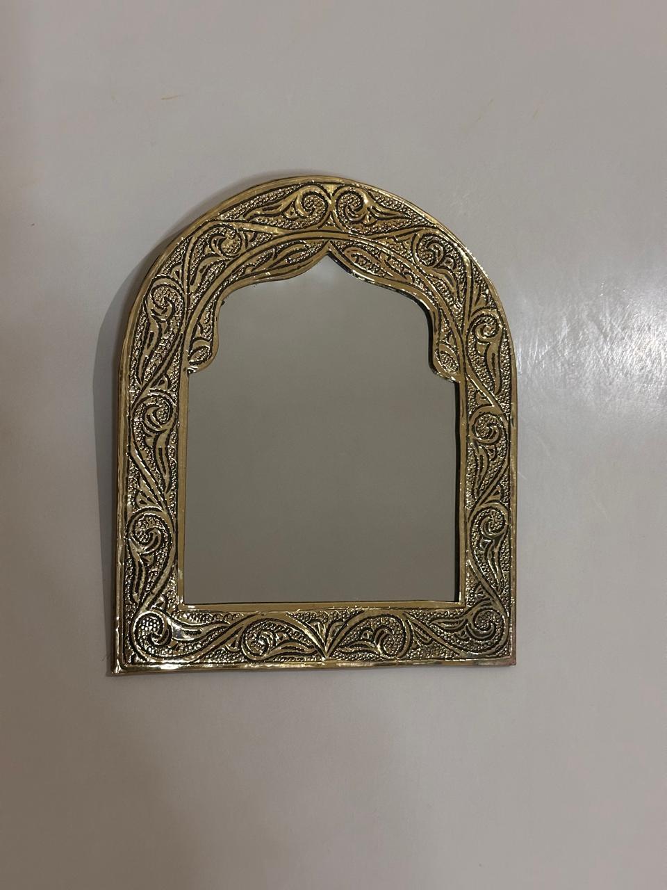 Handmade Engraved Brass Arch Mirror