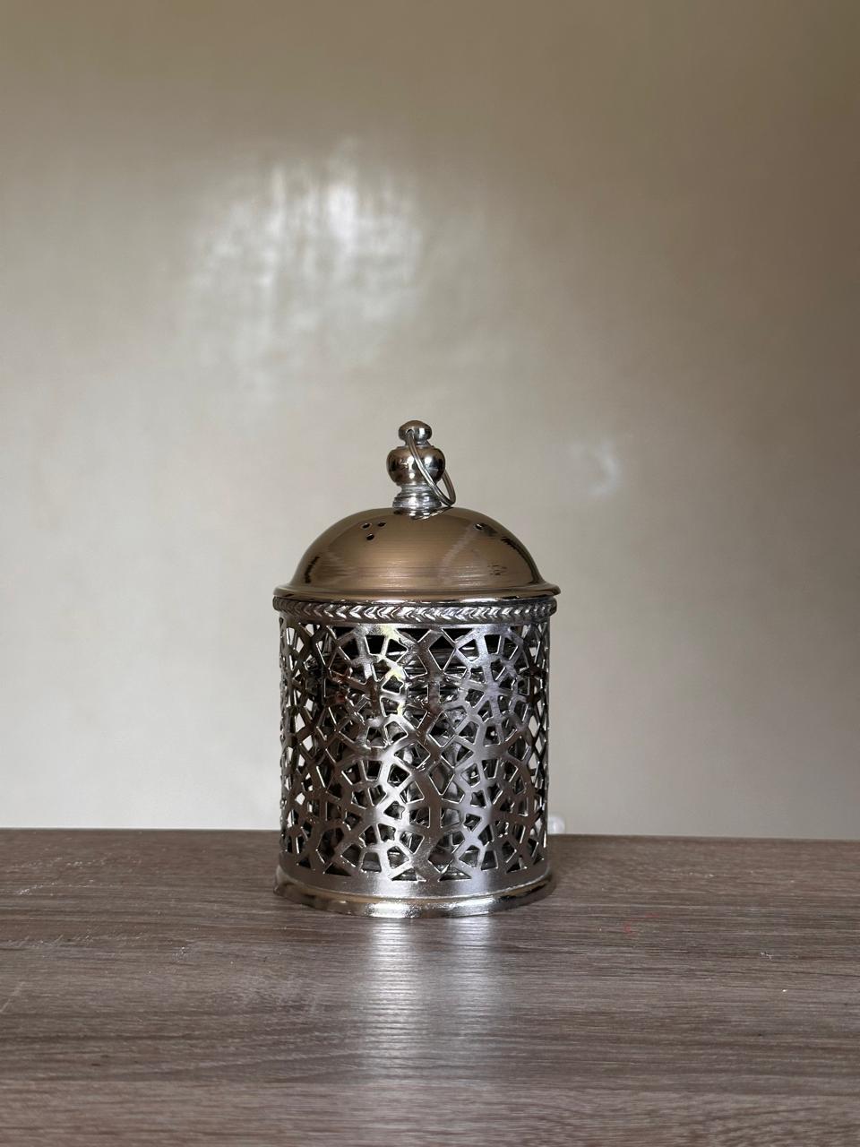 Handcrafted Nesting Pierced Brass Containers with Lids – Set of 3, Silver