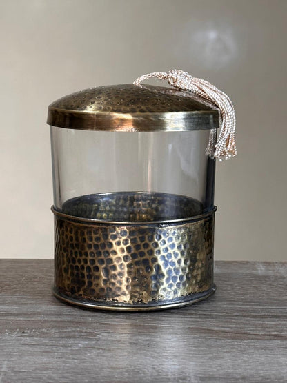 Glass Storage Jar with Hammered Brass Lid – Bronze