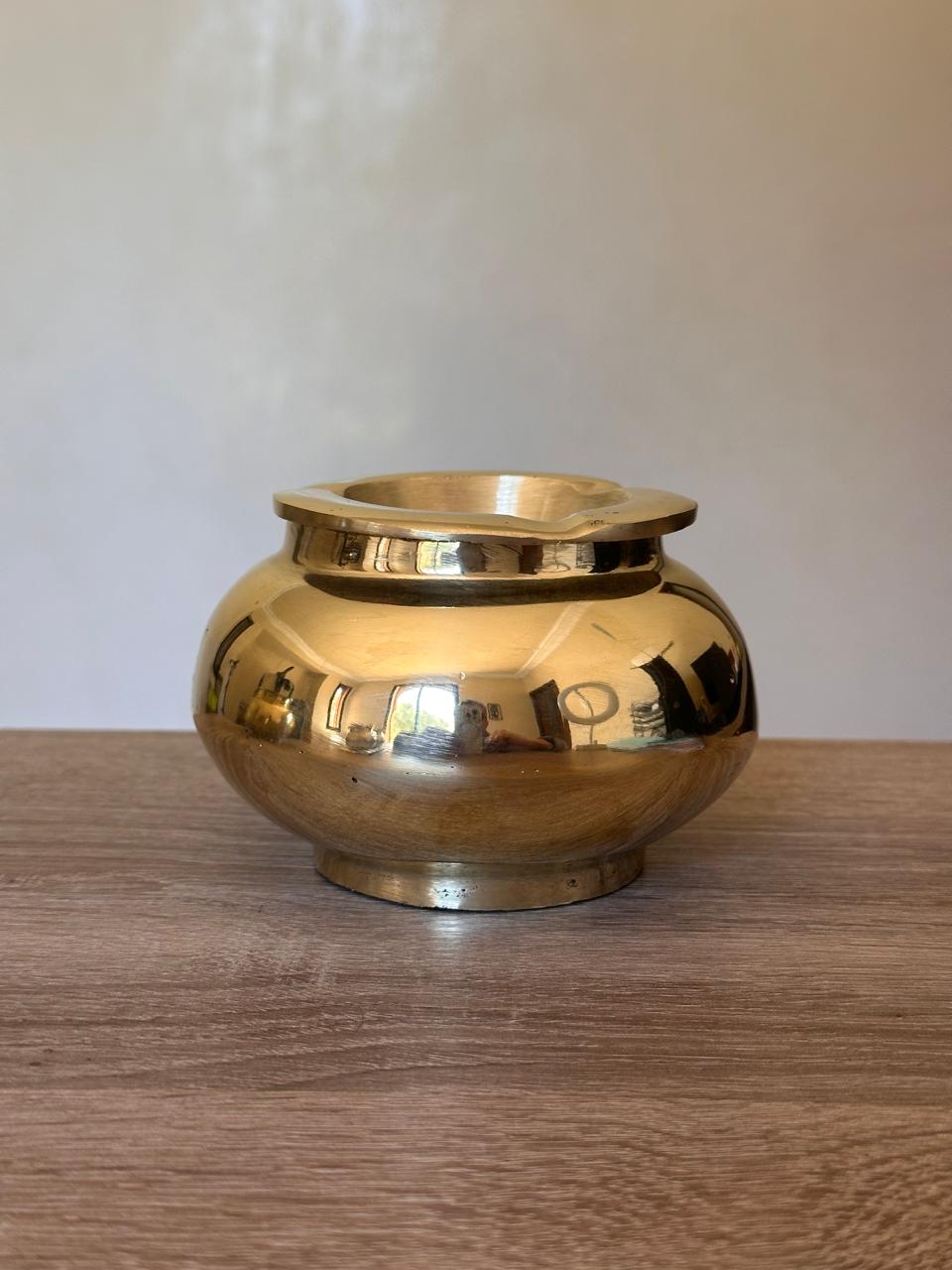 Large Handmade Brass Ashtray with a polished finish