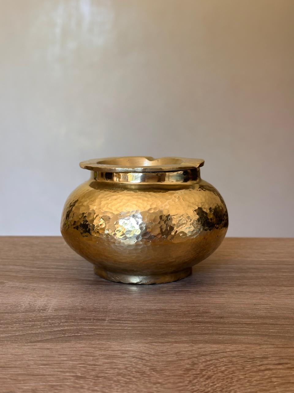 Large Handmade Hammered Brass Ashtray