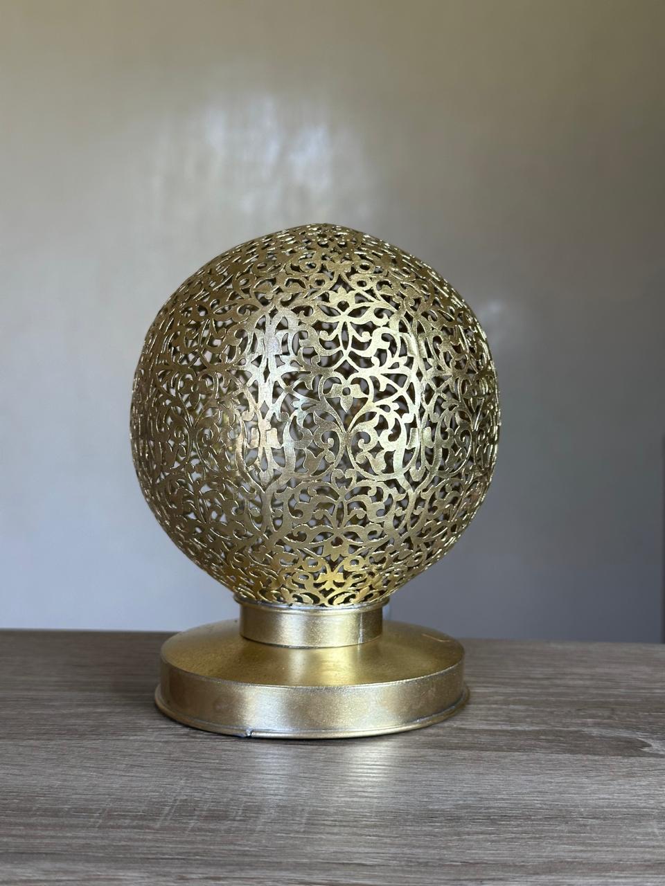 Handcrafted Brass Candle Holder with Round Shape and Arabesque Cutouts