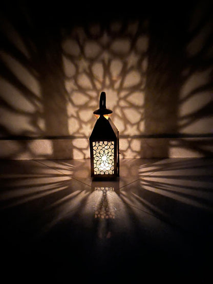 Handmade Brass Candle Lantern with Geometric Openwork Design