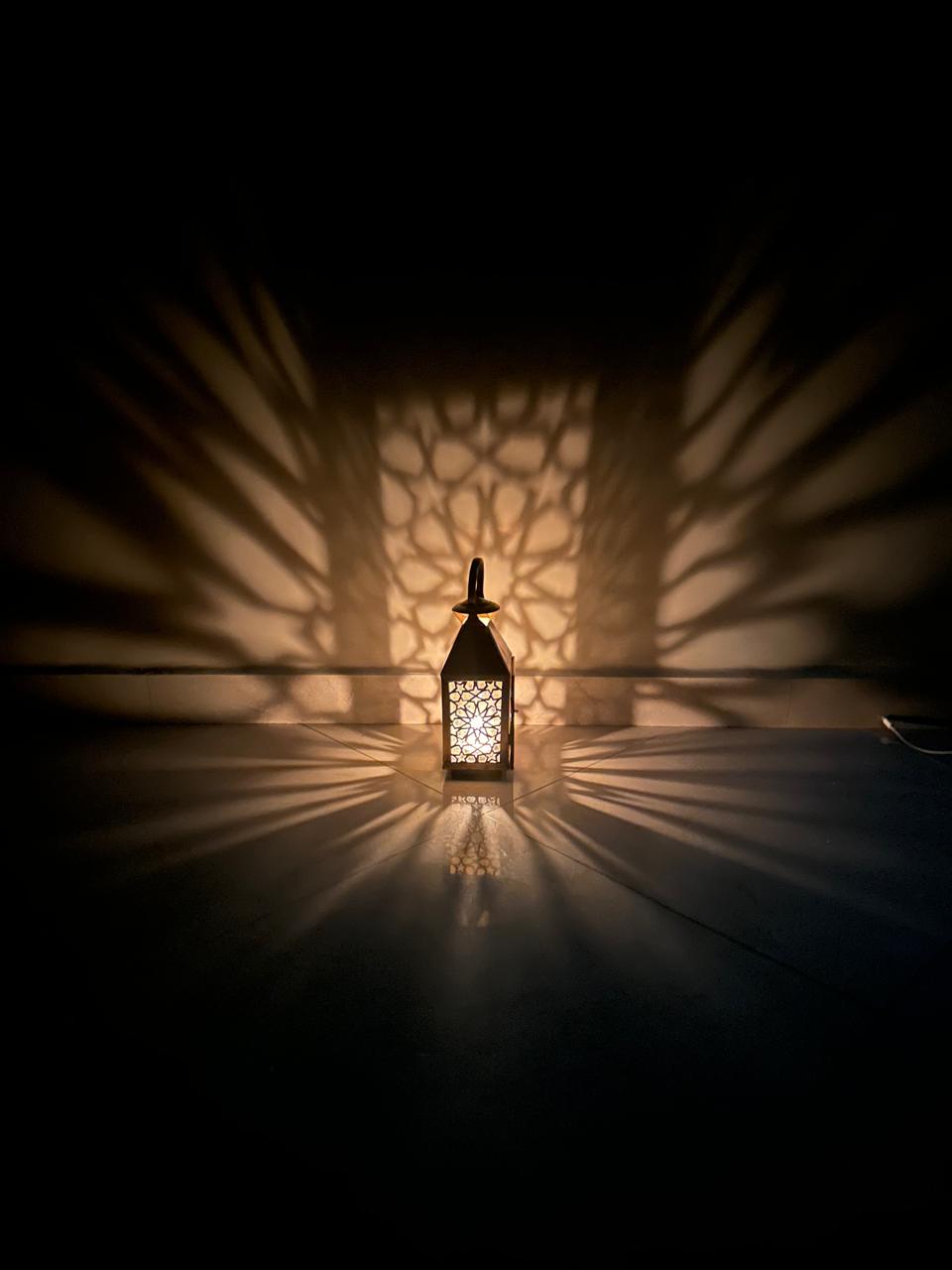 Handmade Brass Candle Lantern with Geometric Openwork Design