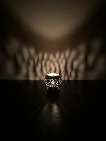 Handcrafted Brass Candle Holder with Leaf-Cut Pattern