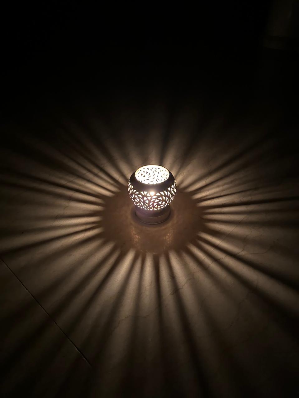 Handcrafted Brass Candle Holder with Leaf-Cut Pattern