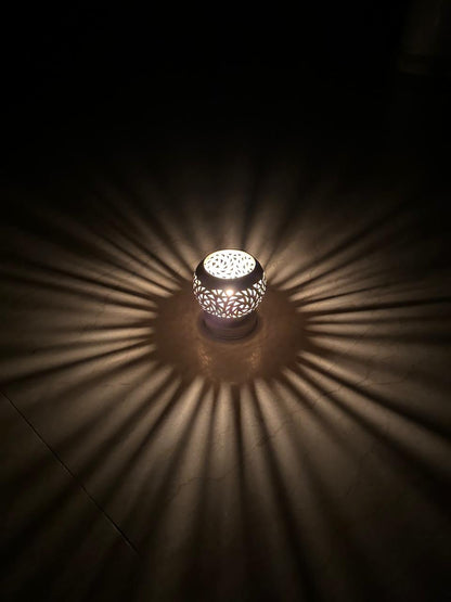 Handcrafted Brass Candle Holder with Leaf-Cut Pattern