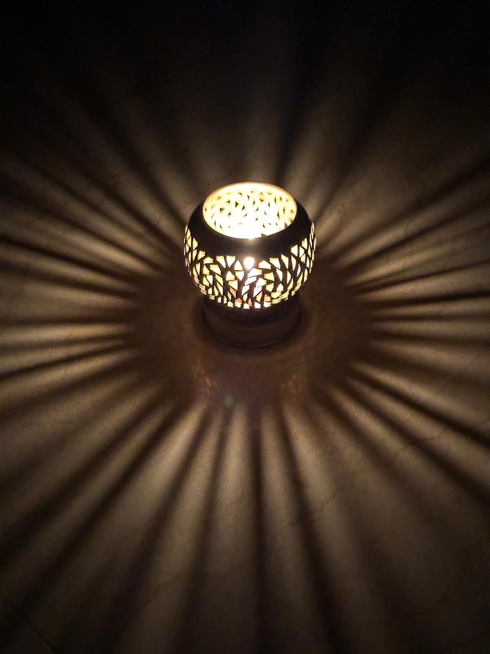 Handcrafted Brass Candle Holder with Leaf-Cut Pattern