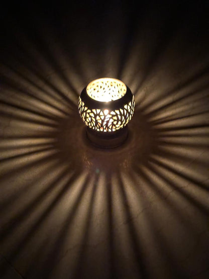 Handcrafted Brass Candle Holder with Leaf-Cut Pattern