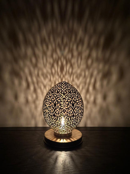 Handcrafted Brass Candle Holder with Oval Shape and Arabesque Cutouts