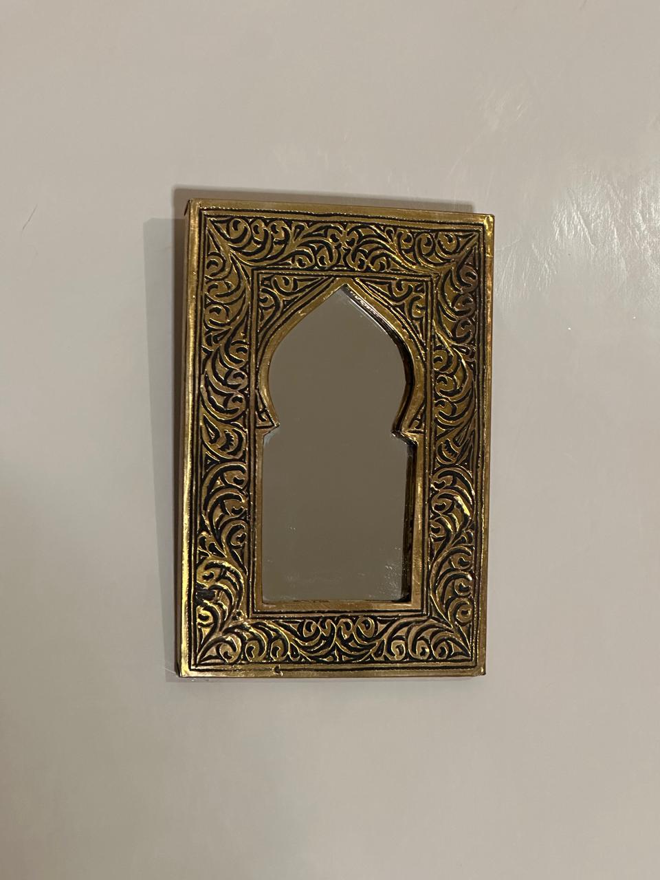 Handmade Engraved Brass Mini Wall Mirror