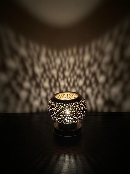 Handcrafted Brass Candle Holder with Round Perforated Pattern