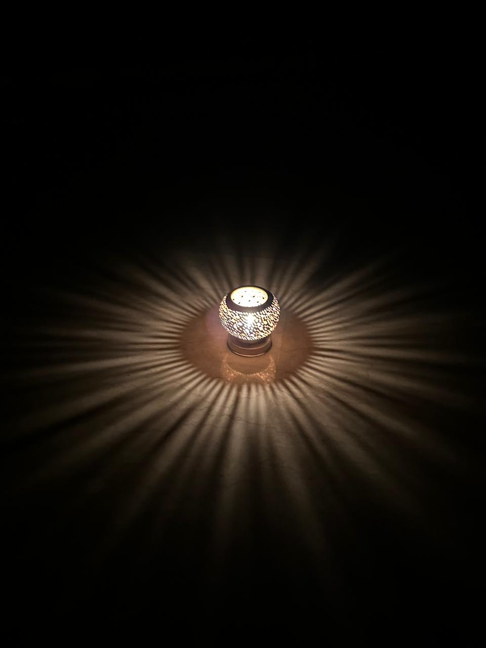 Handcrafted Brass Candle Holder with Round Perforated Pattern