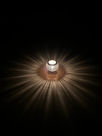 Handcrafted Brass Candle Holder with Round Perforated Pattern