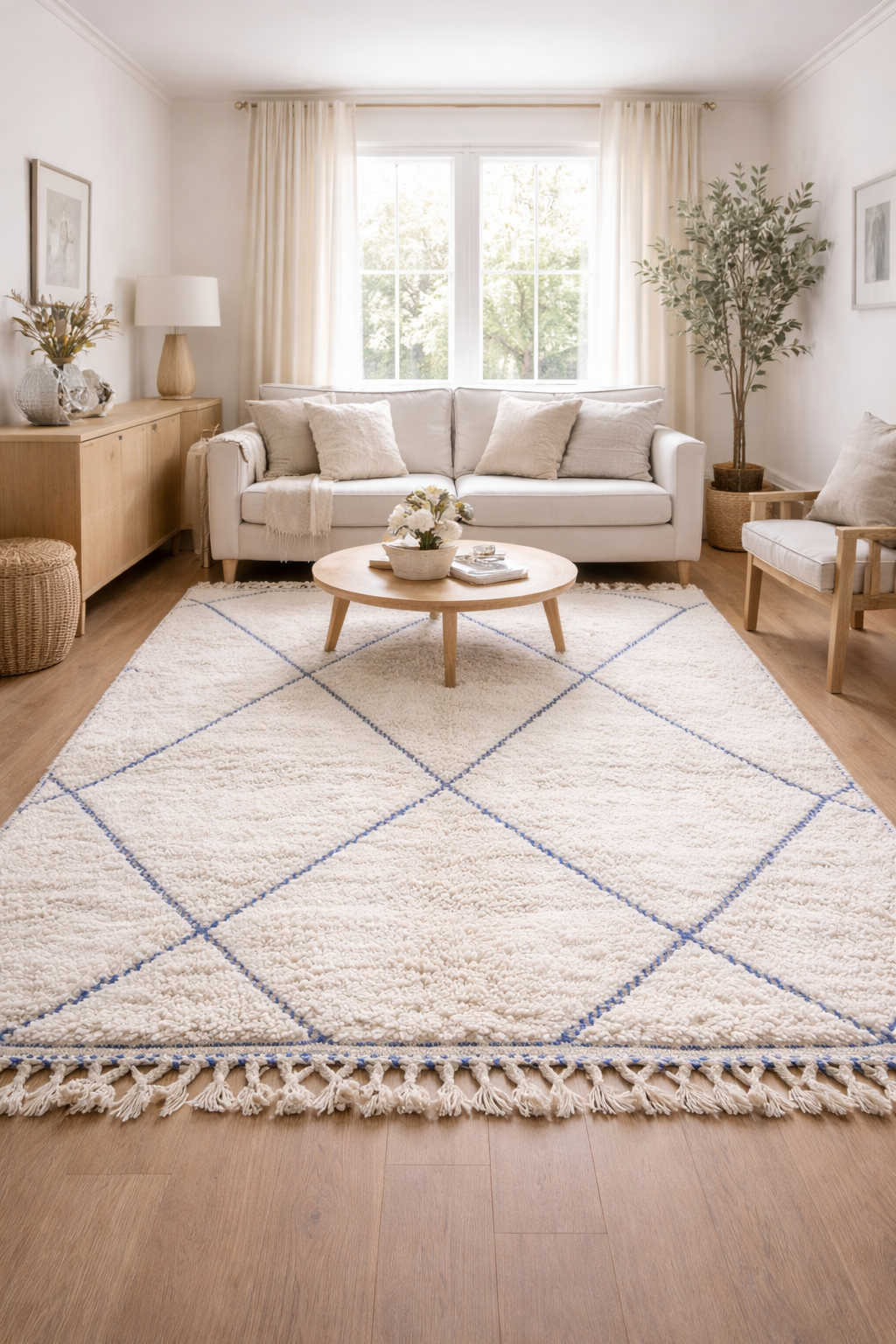 Berber Thick Wool Rug – Blue Diamond