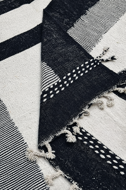 Berber Fine Wool Rug – Graphic Balance Black