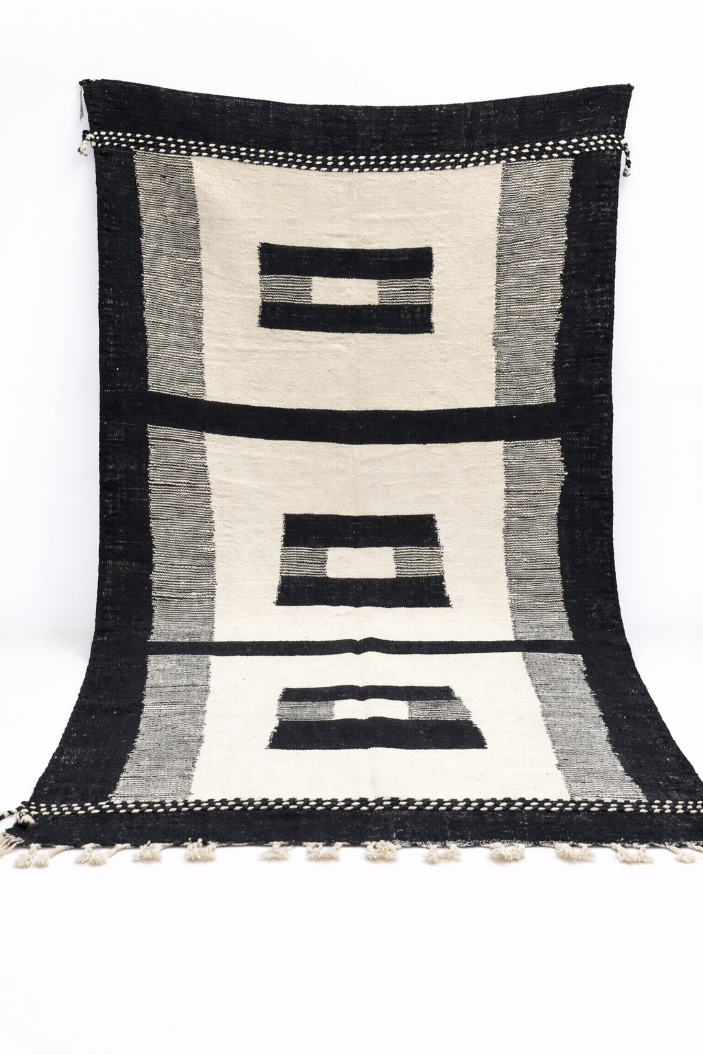 Berber Fine Wool Rug – Graphic Balance Black