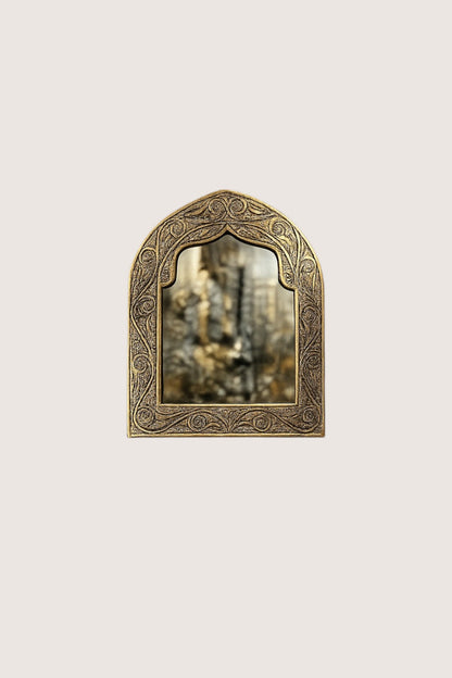 Handmade Engraved Brass Arch Mirror